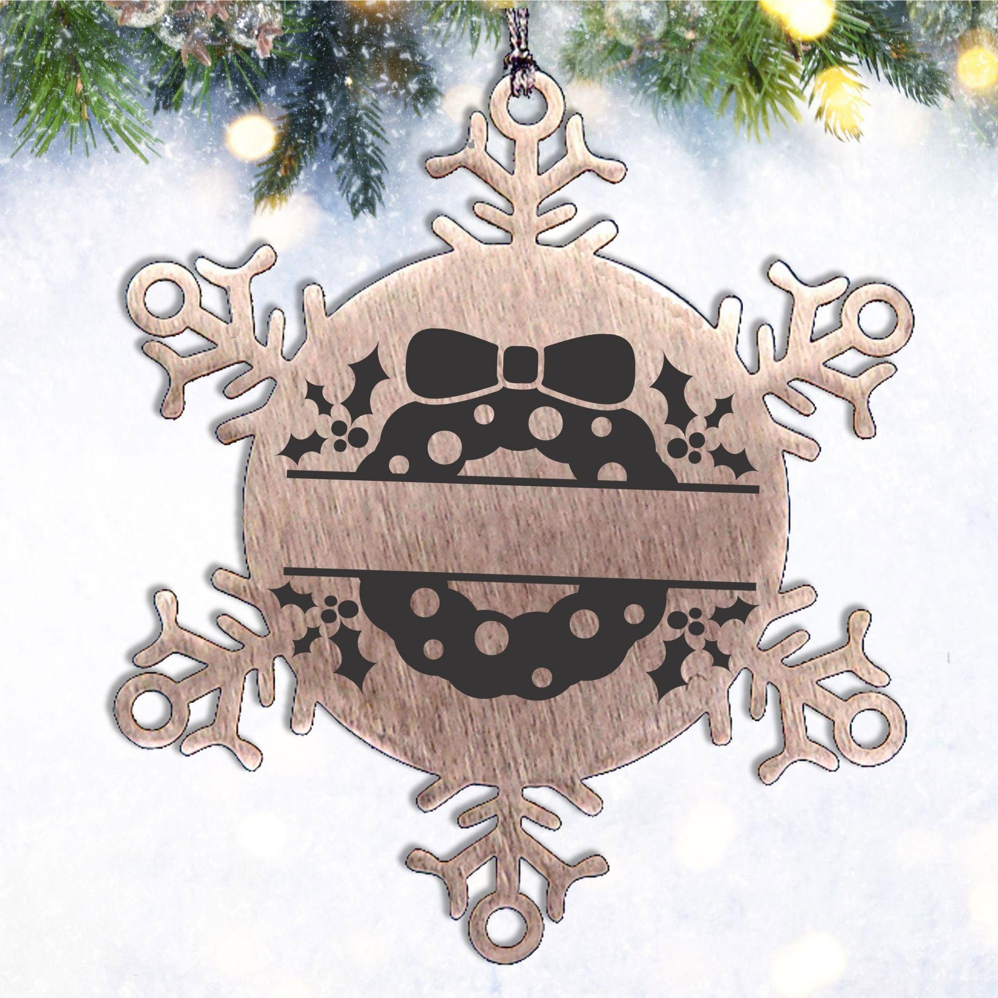 Personalized Christmas Wreath Laser Engraved Snowflake Stainless Steel Tree Ornament