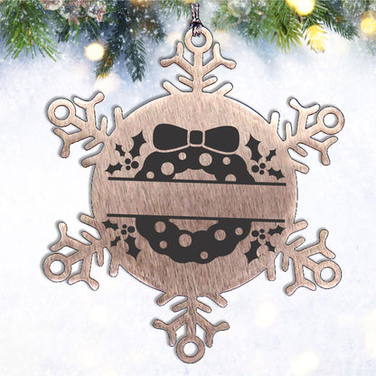 Personalized Christmas Wreath Laser Engraved Snowflake Stainless Steel Tree Ornament
