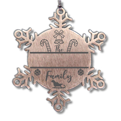 Personalized Family Name Candy Cane Ornament Laser Engraved Stainless Steel Snowflake Durable Shatterproof Tree Trimming