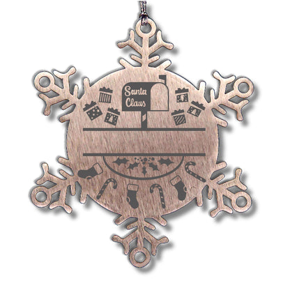 Personalized Family Name Laser Engraved Stainless Steel Snowflake Tree Ornament Santa's Mail