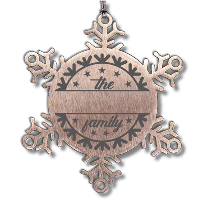 Personalized Family Name Snowflake Stainless Steel Engraved Ornament