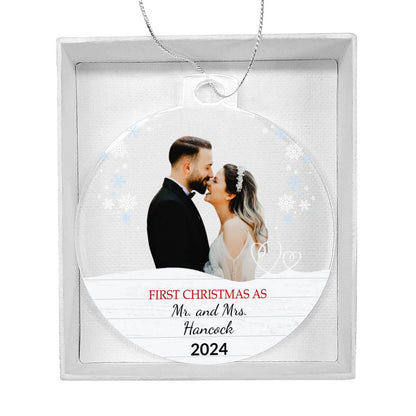 Personalized Our First Christmas as Mr. and Mrs. Acrylic Ornament