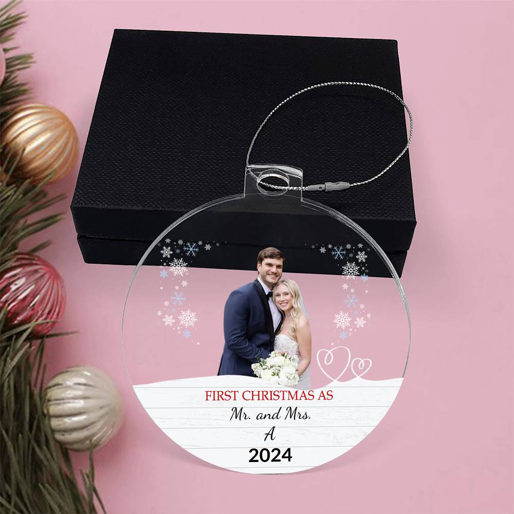 Personalized Our First Christmas as Mr. and Mrs. Acrylic Ornament