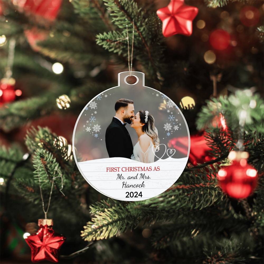 Personalized Our First Christmas as Mr. and Mrs. Acrylic Ornament