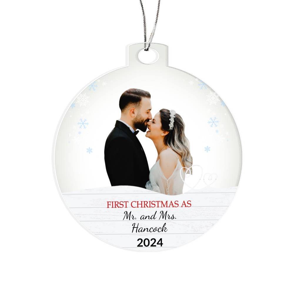 Personalized Our First Christmas as Mr. and Mrs. Acrylic Ornament