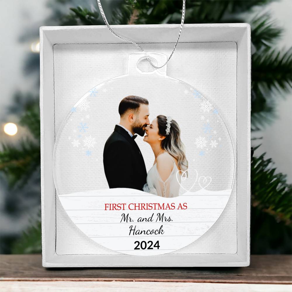 Personalized Our First Christmas as Mr. and Mrs. Acrylic Ornament