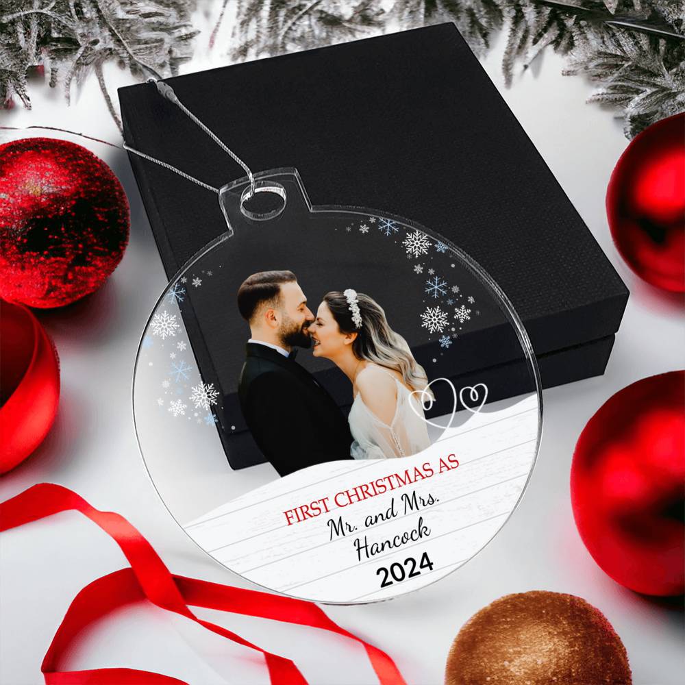 Personalized Our First Christmas as Mr. and Mrs. Acrylic Ornament