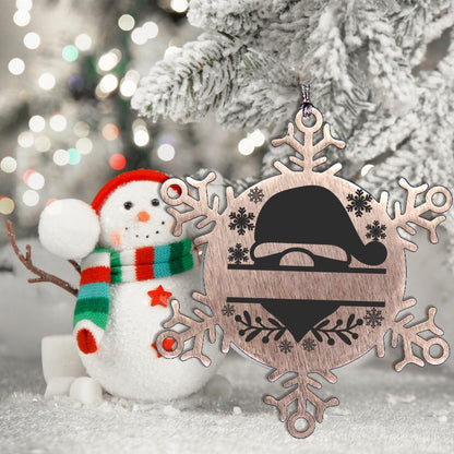 Personalized Santa Claus Family Name Laser Engraved Stainless Steel Snowflake Tree Ornament