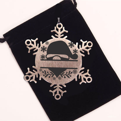 Personalized Santa Claus Family Name Laser Engraved Stainless Steel Snowflake Tree Ornament