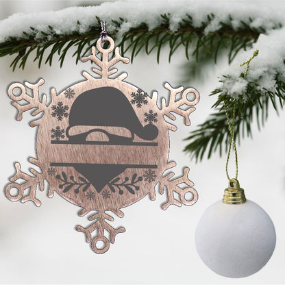 Personalized Santa Claus Family Name Laser Engraved Stainless Steel Snowflake Tree Ornament