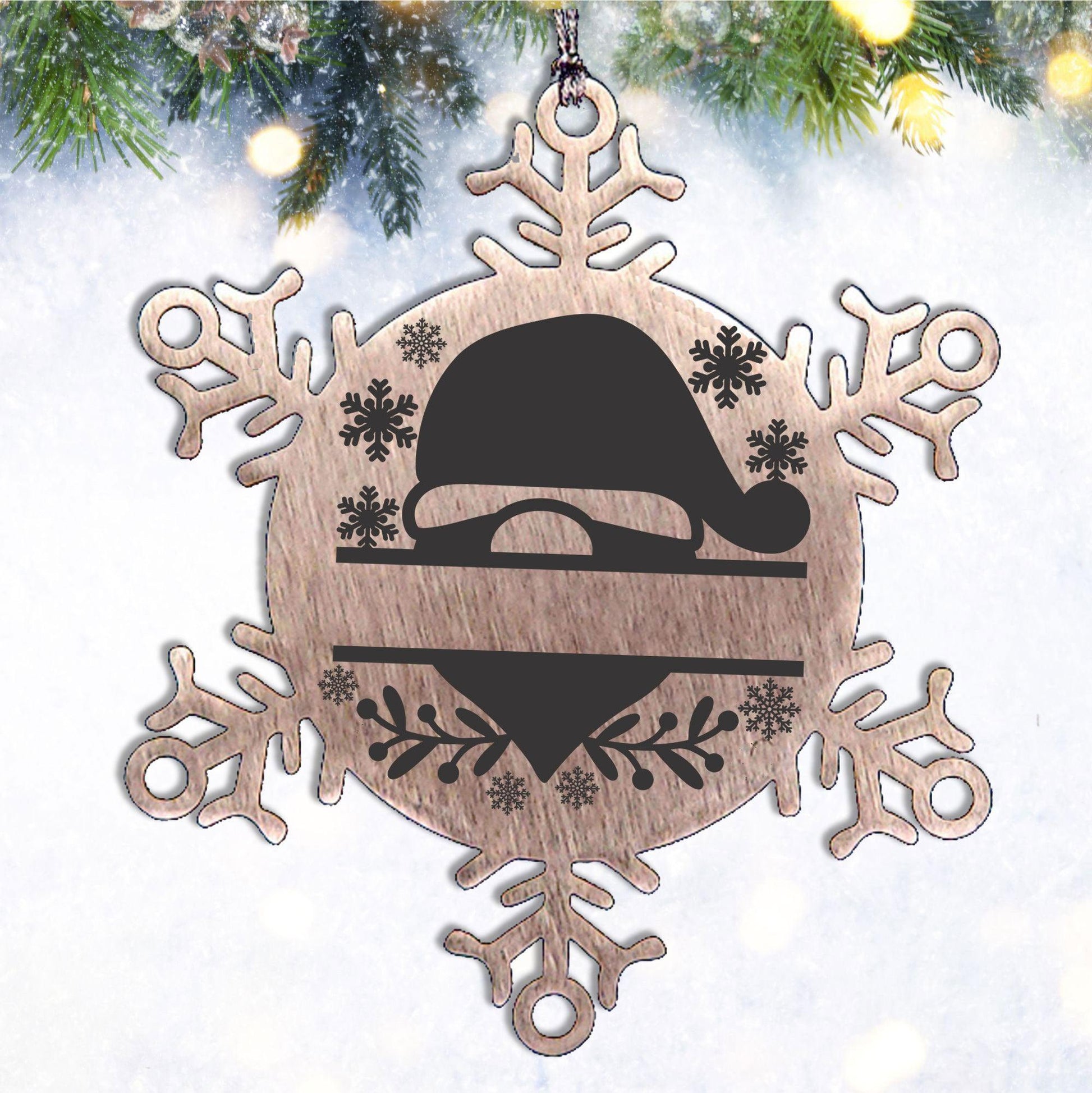 Personalized Santa Claus Family Name Laser Engraved Stainless Steel Snowflake Tree Ornament