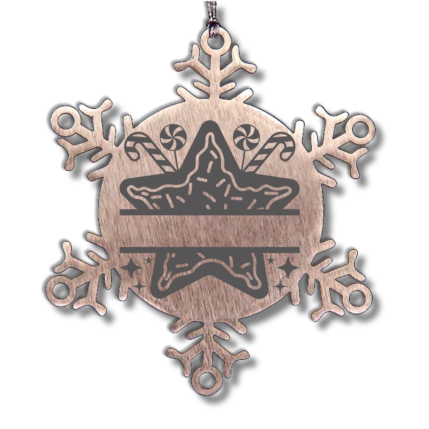 Personalized Snowflake Christmas Star Cookie Tree Ornament Family Name Laser Engraved Stainless Steel
