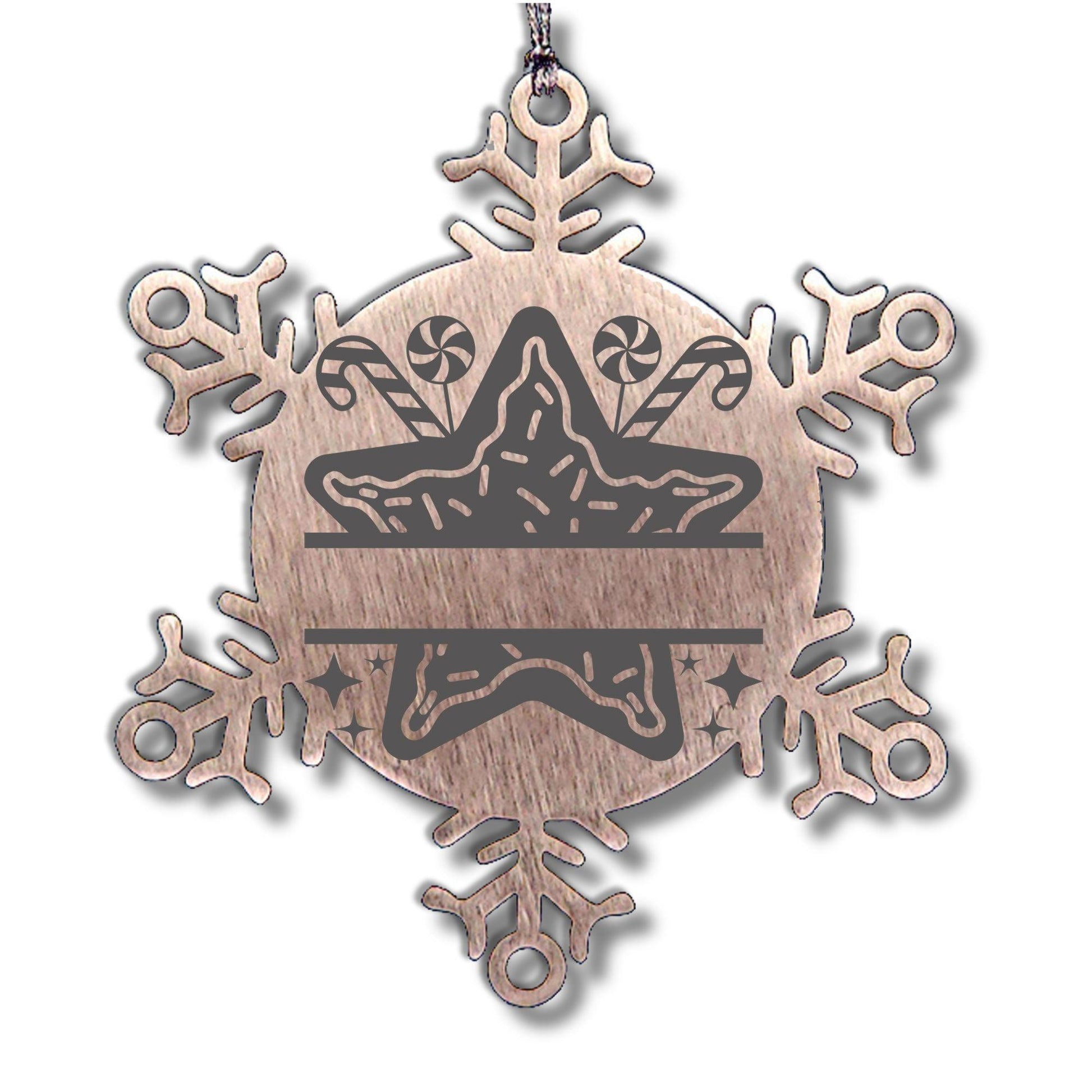 Personalized Snowflake Christmas Star Cookie Tree Ornament Family Name Laser Engraved Stainless Steel