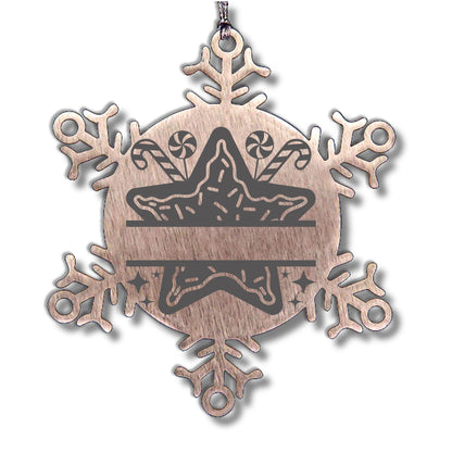 Personalized Snowflake Christmas Star Cookie Tree Ornament Family Name Laser Engraved Stainless Steel