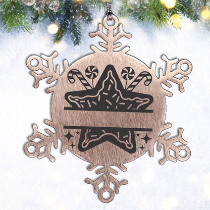 Personalized Snowflake Christmas Star Cookie Tree Ornament Family Name Laser Engraved Stainless Steel