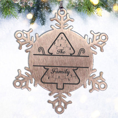 Personalized Snowflake Christmas Tree Ornament Family Name Laser Engraved Stainless Steel Durable, Shatterproof Seasonal Decor Keepsake