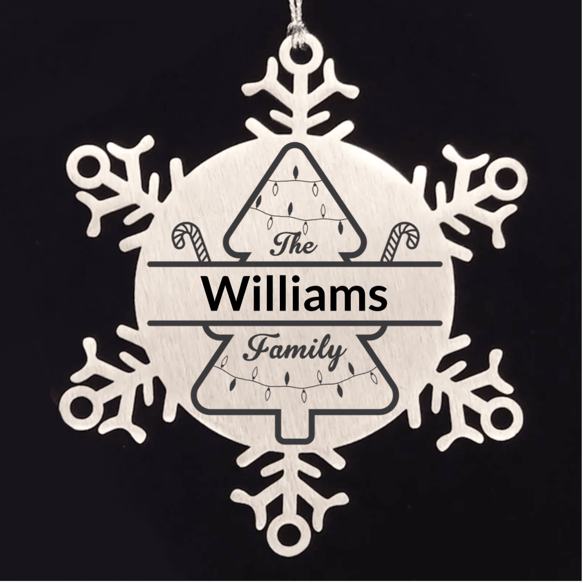 Personalized Snowflake Christmas Tree Ornament Family Name Laser Engraved Stainless Steel Durable, Shatterproof Seasonal Decor Keepsake
