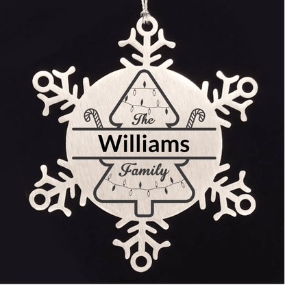 Personalized Snowflake Christmas Tree Ornament Family Name Laser Engraved Stainless Steel Durable, Shatterproof Seasonal Decor Keepsake