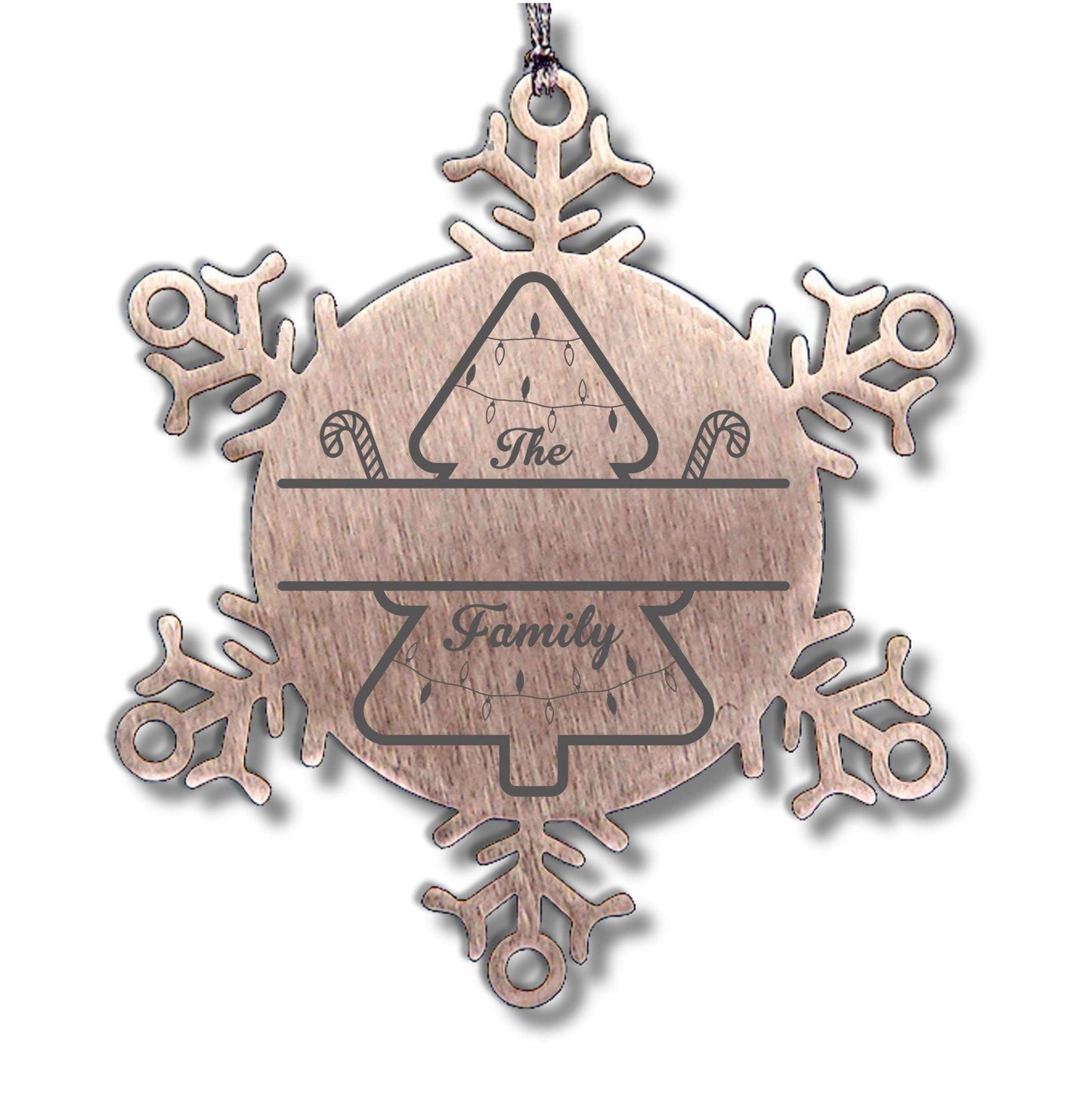Personalized Snowflake Christmas Tree Ornament Family Name Laser Engraved Stainless Steel Durable, Shatterproof Seasonal Decor Keepsake