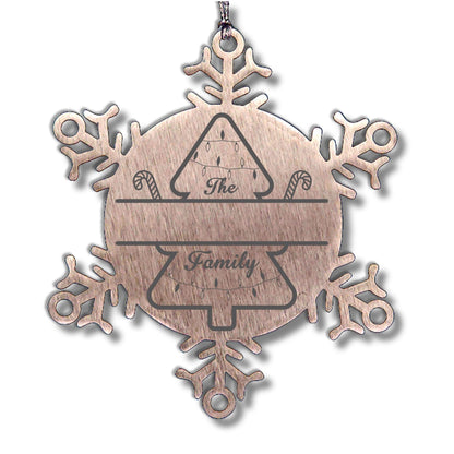 Personalized Snowflake Christmas Tree Ornament Family Name Laser Engraved Stainless Steel Durable, Shatterproof Seasonal Decor Keepsake