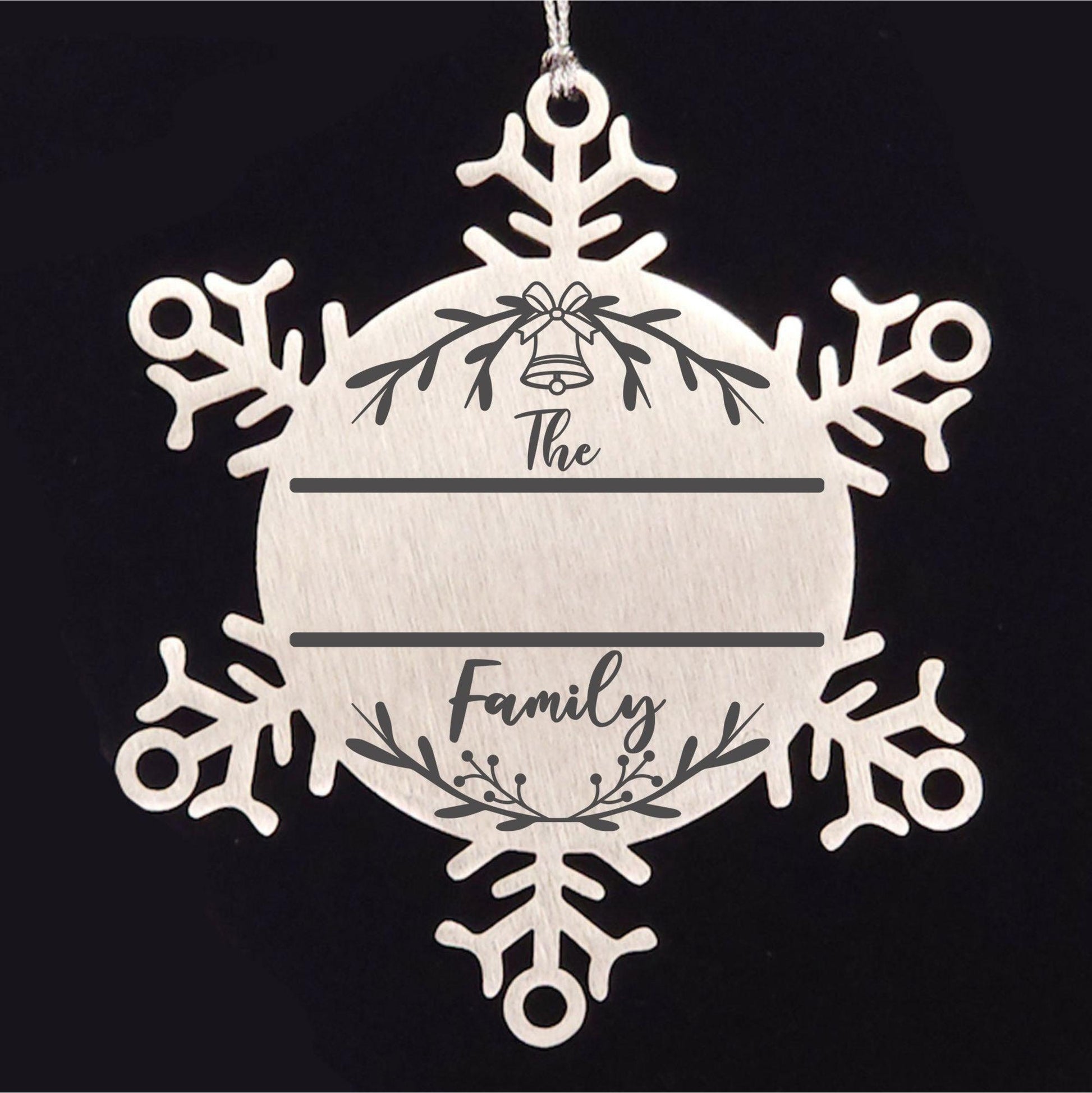 Personalized Snowflake Family Name Laser Engraved Stainless Steel Tree Ornament Heirloom Keepsake