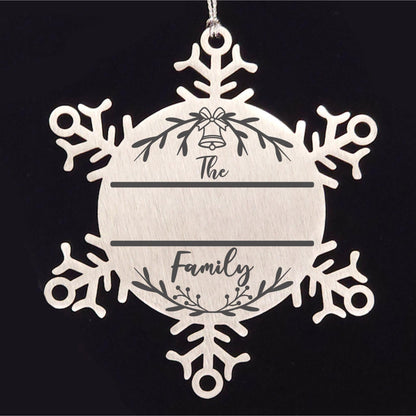 Personalized Snowflake Family Name Laser Engraved Stainless Steel Tree Ornament Heirloom Keepsake