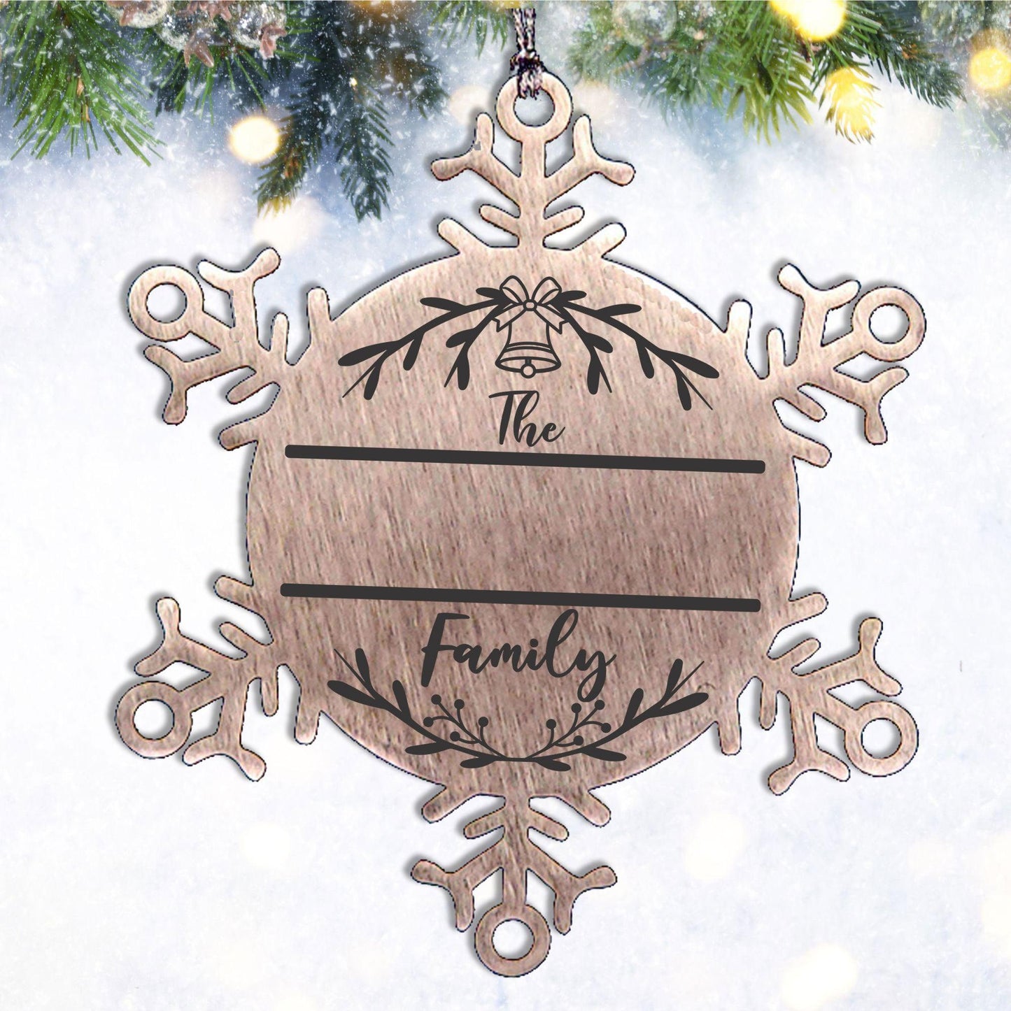 Personalized Snowflake Family Name Laser Engraved Stainless Steel Tree Ornament Heirloom Keepsake