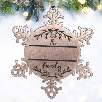 Personalized Snowflake Family Name Laser Engraved Stainless Steel Tree Ornament Heirloom Keepsake