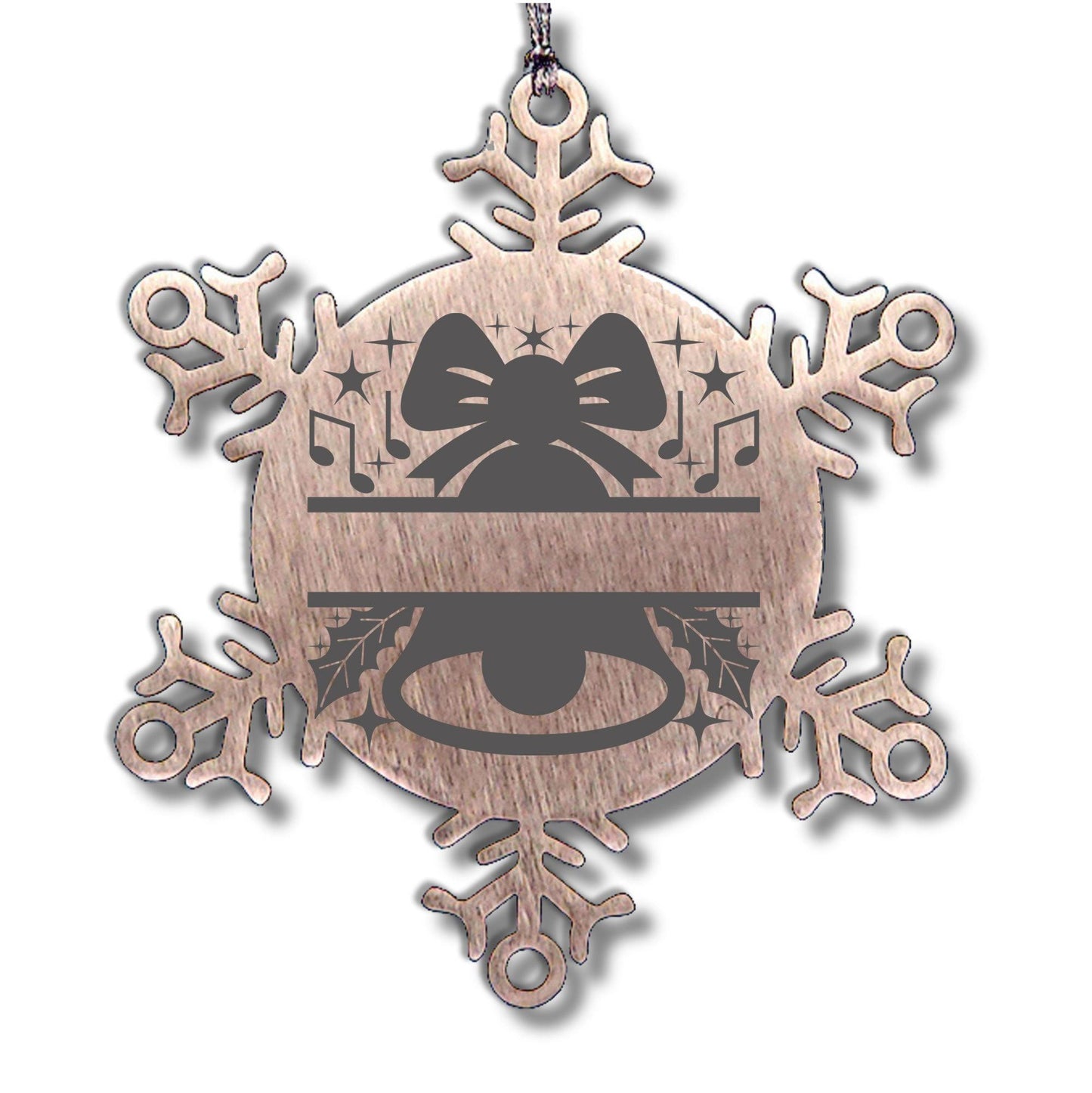 Personalized Snowflake Tree Ornament Christmas Bell Family Name Laser Engraved Stainless Steel