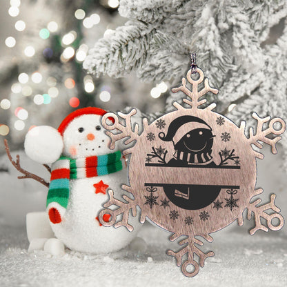 Personalized Snowman Snowflake Tree Ornament Family Name Laser Engraved Stainless Steel