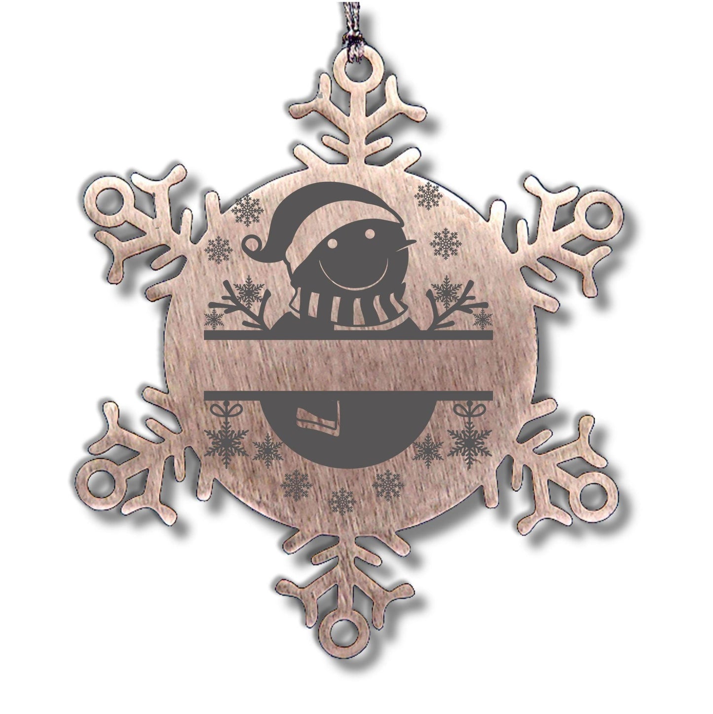 Personalized Snowman Snowflake Tree Ornament Family Name Laser Engraved Stainless Steel