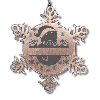 Personalized Snowman Snowflake Tree Ornament Family Name Laser Engraved Stainless Steel