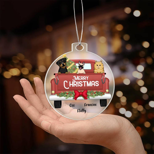 Pet Personalized Christmas Truck Acrylic Keepsake Ornament