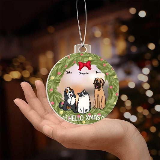 Pet Personalized Holiday Wreath Acrylic Keepsake Ornament
