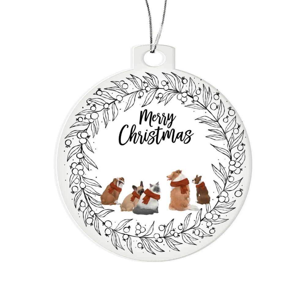 Pet Personalized Wreath Acrylic Keepsake Christmas Ornament