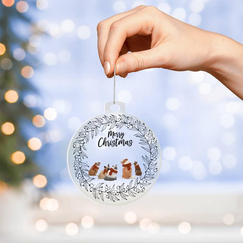 Pet Personalized Wreath Acrylic Keepsake Christmas Ornament
