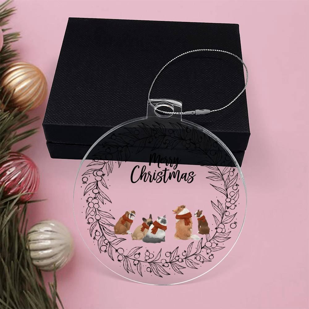 Pet Personalized Wreath Acrylic Keepsake Christmas Ornament