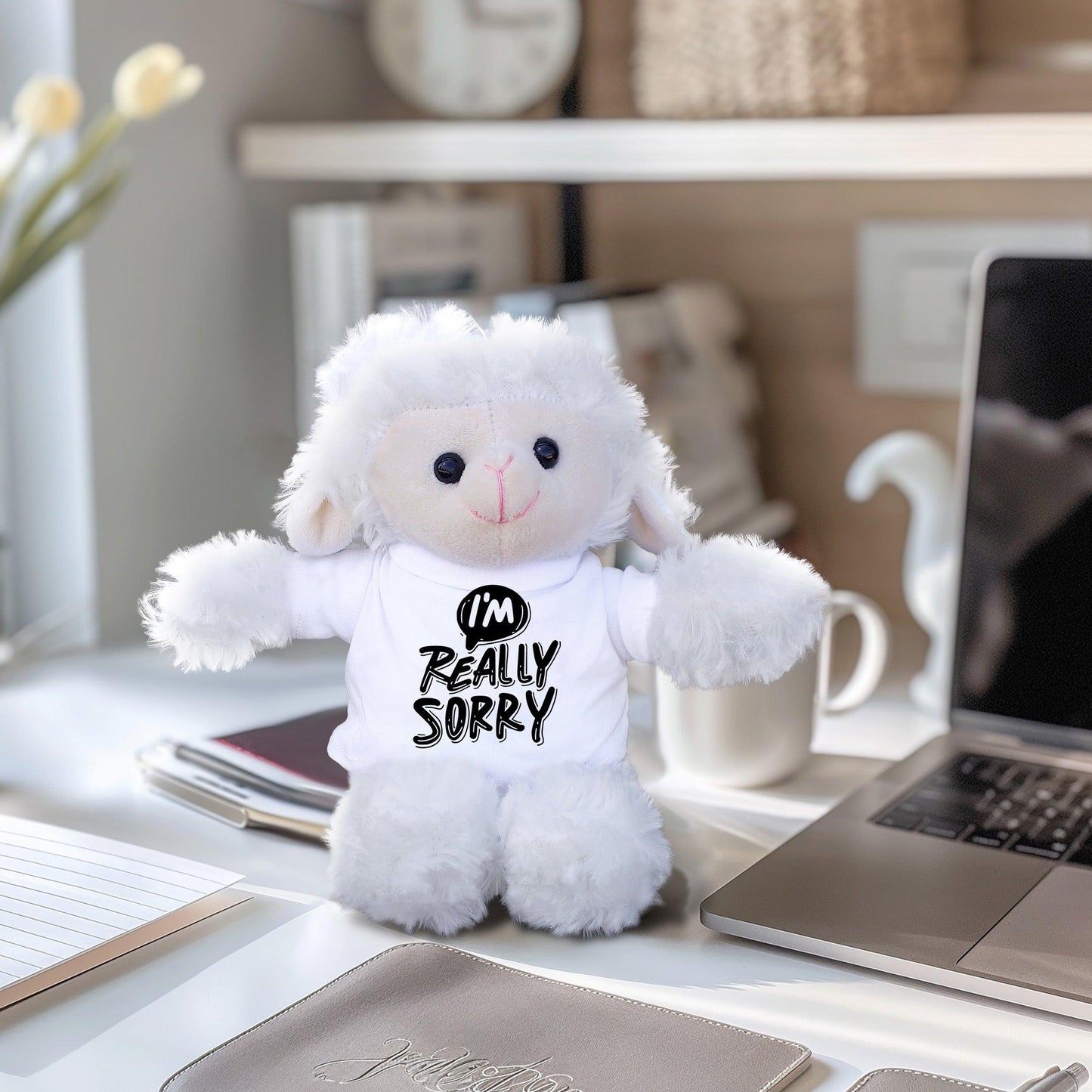 Apology Gift - I Am Really Sorry - Plush Lamb, Panda, or Teddy Bear with Tee Shirt - Mallard Moon Gift Shop