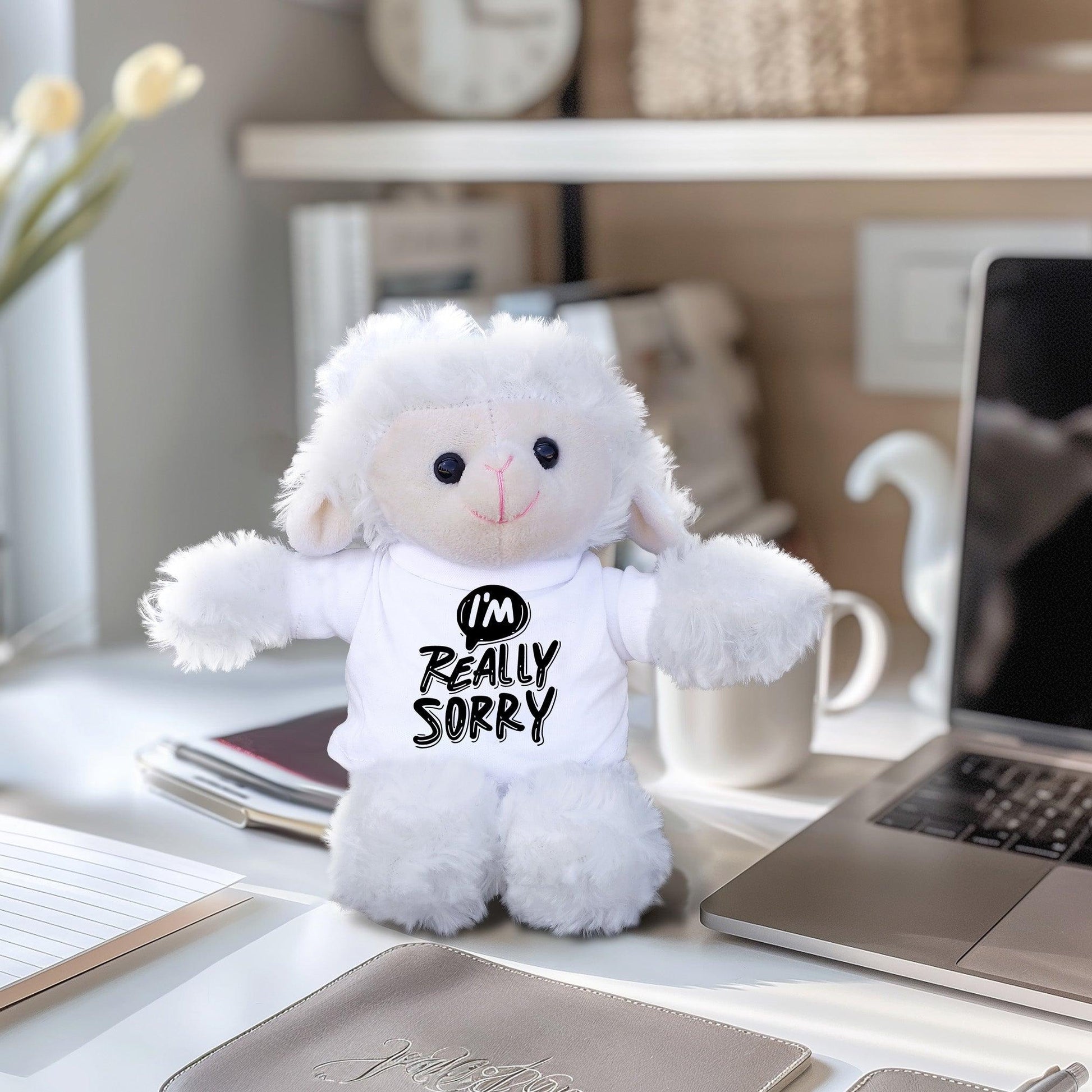 Apology Gift - I Am Really Sorry - Plush Lamb, Panda, or Teddy Bear with Tee Shirt - Mallard Moon Gift Shop