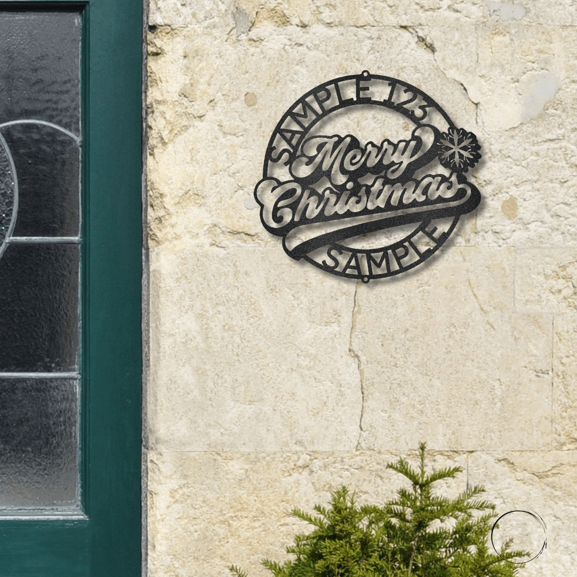 Merry Christmas Ring Custom Family Name Indoor Outdoor Steel Wall Sign Holiday Home Décor - Mallard Moon Gift Shop
