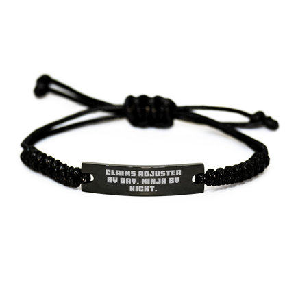 Claims Adjuster Gifts, Funny Quote Rope Bracelet, Gifts from Friends and Family for Claims Adjuster Women, Adjustable Black Rope Jewelry for Mother's Day Unique Gifts - Image 1