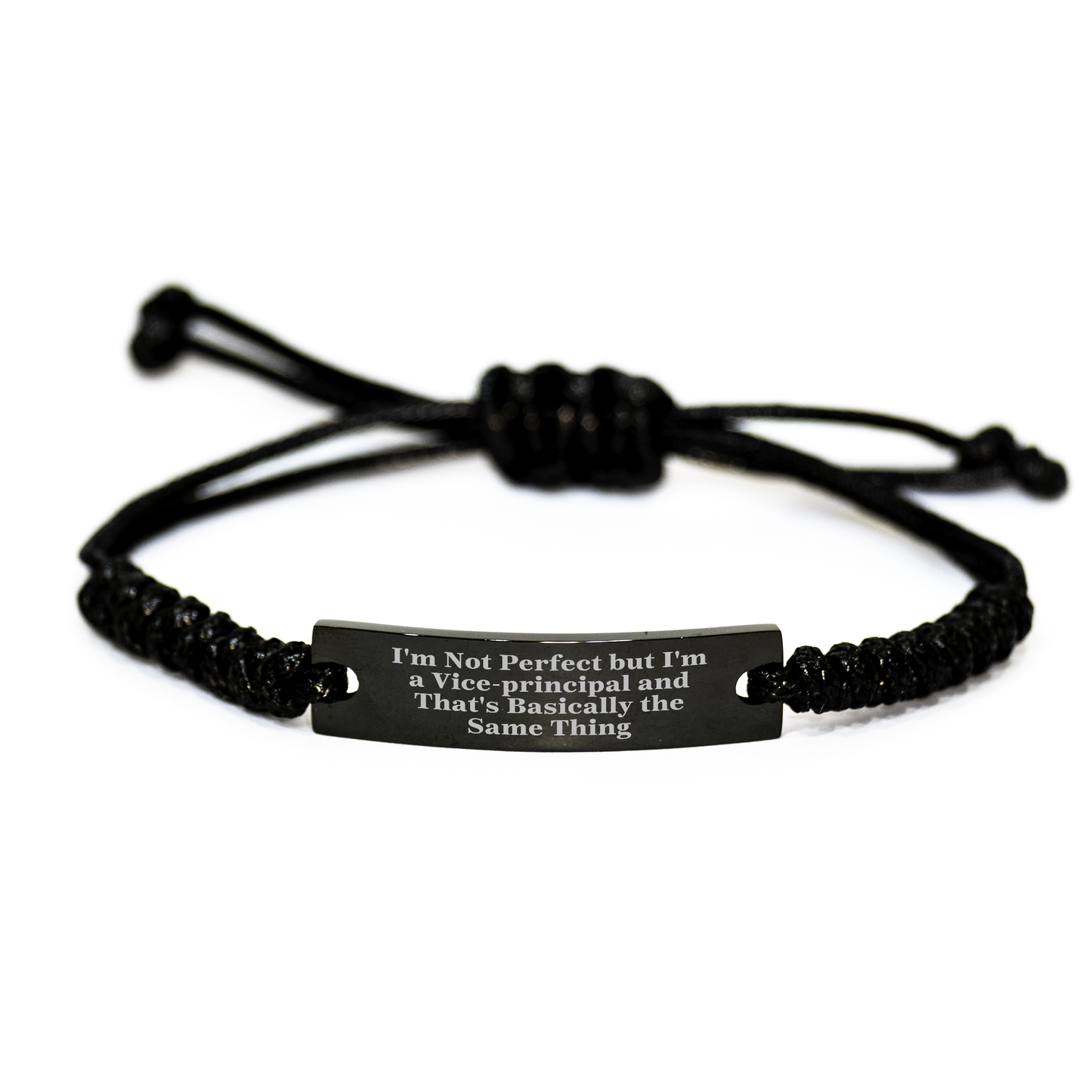 Funny Vice-Principal Gifts from Friends, Inspirational Rope Bracelet Quote, Adjustable Black Stainless Steel with Interlaced Rope for Vice-Principal Graduation Gifts from Family - Image 1