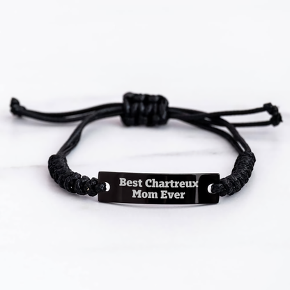 Chartreux Cat Mom Ever Funny Rope Bracelet Gifts from Family for Father's Day - Image 3