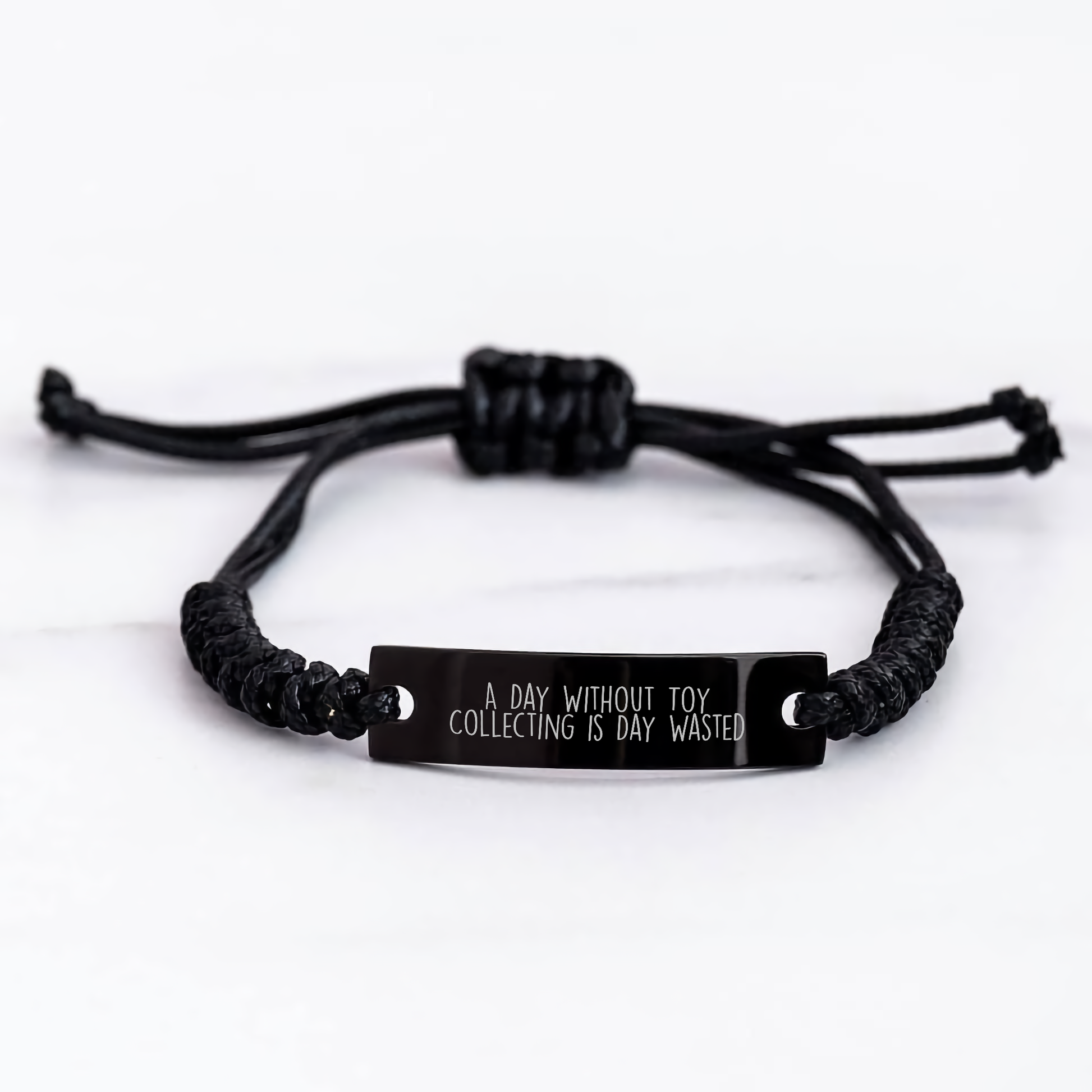 Funny Toy Collecting Quote Rope Bracelet Gifts from Men to Toy Collecting Enthusiasts, Inspirational Jewelry for Father's Day Unique Gifts, Adjustable Black Rope Jewelry - Image 3
