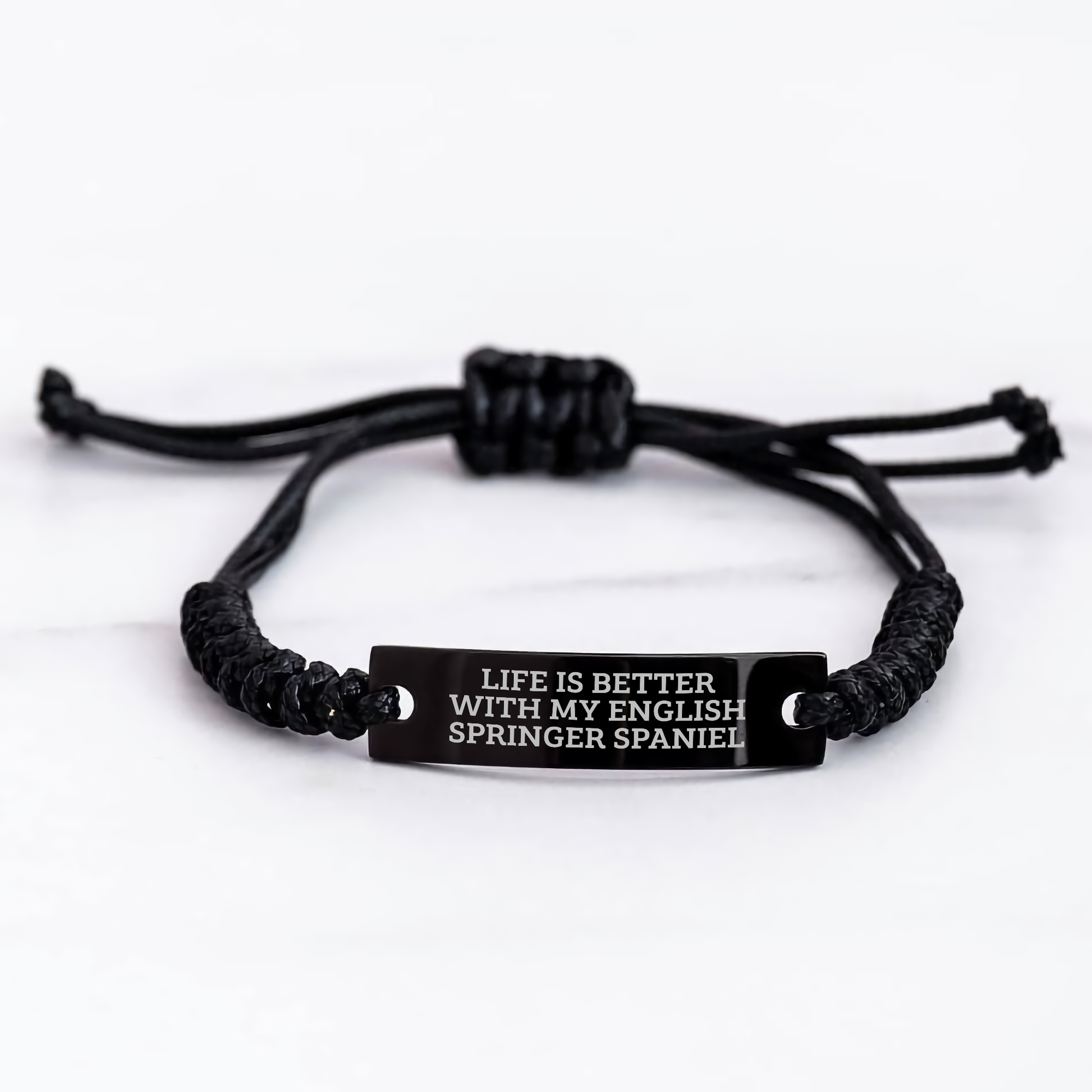 English Springer Spaniel Dog Gifts, Funny Quote Rope Bracelet, Gifts from Men to English Springer Spaniel Dog Lovers, Adjustable Black Rope Jewelry for Father's Day Unique Gifts - Image 3