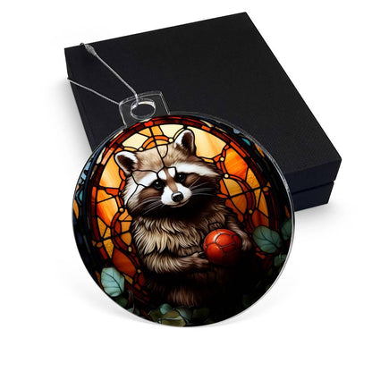 Raccoon Acrylic Keepsake Christmas Ornament Suncatcher