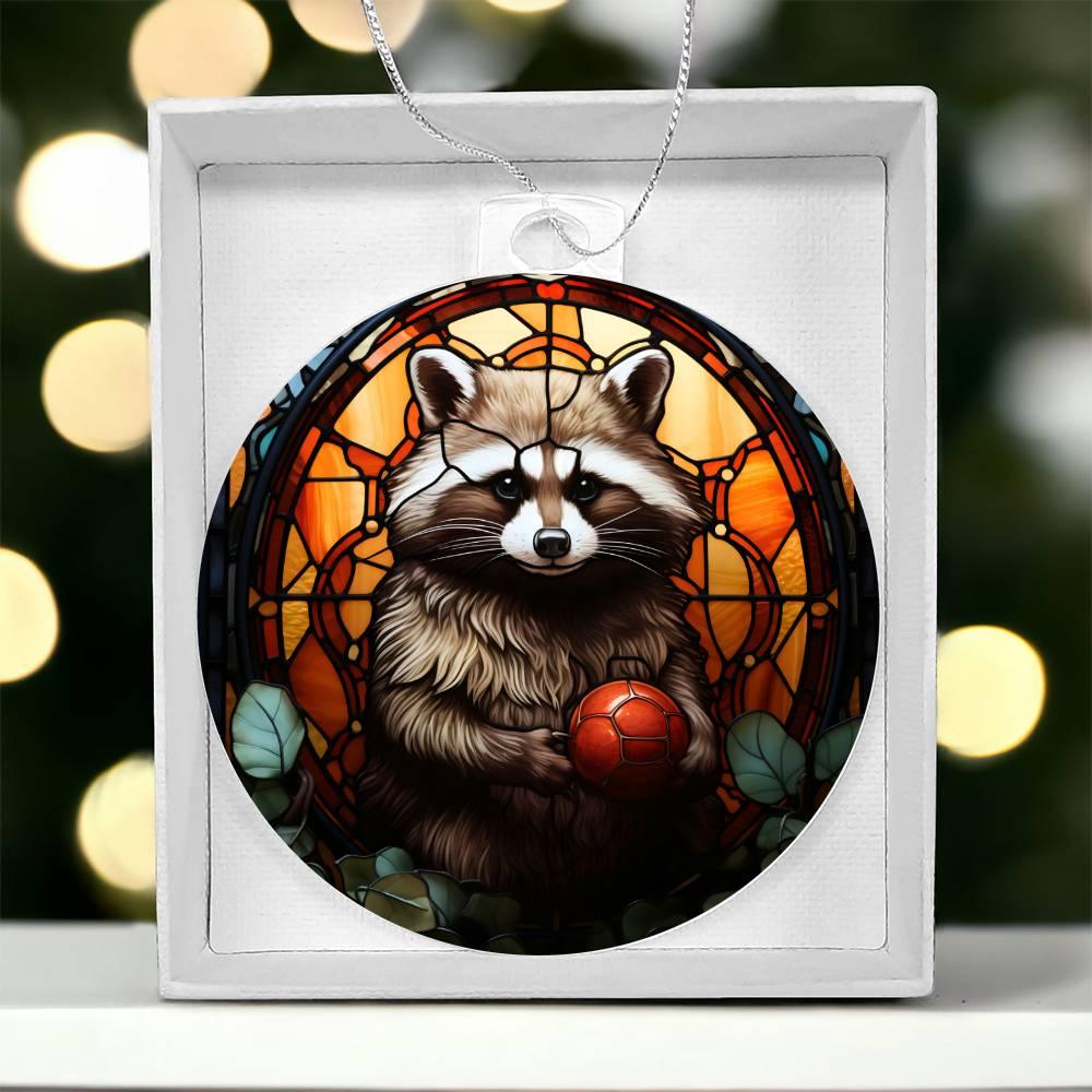Raccoon Acrylic Keepsake Christmas Ornament Suncatcher