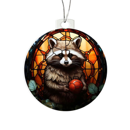 Raccoon Acrylic Keepsake Christmas Ornament Suncatcher