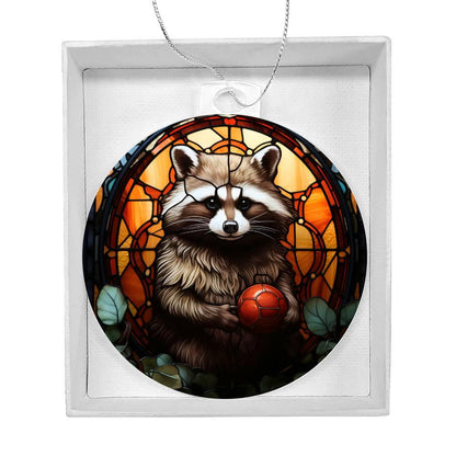 Raccoon Acrylic Keepsake Christmas Ornament Suncatcher