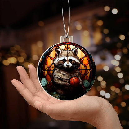 Raccoon Acrylic Keepsake Christmas Ornament Suncatcher